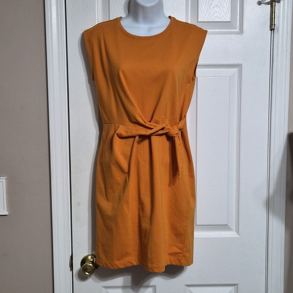Nine West Women's Autumn Gold Short Sleeve Side Tie T-Shirt Dress Size XS NWOT